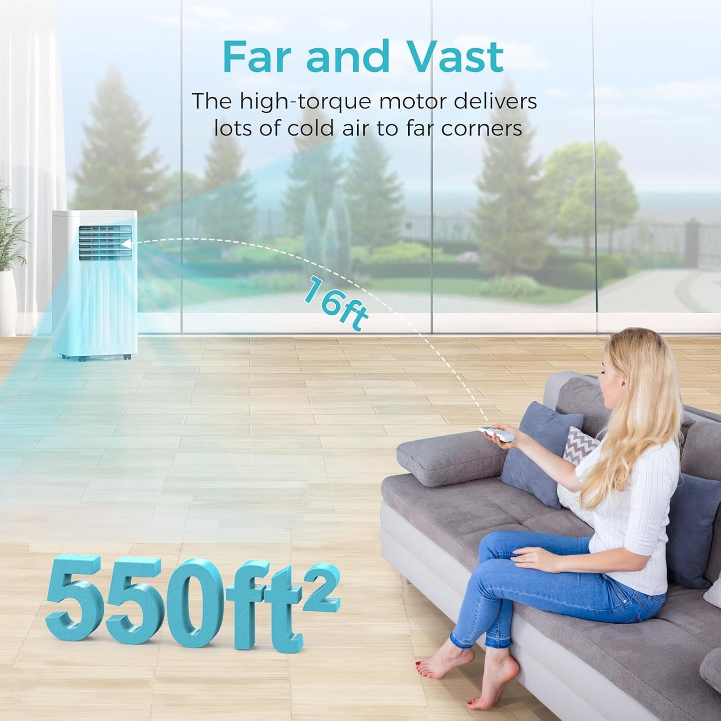 Portable Air Conditioners, 10000 BTU Portable AC Unit with Dehumidifier & Fan, 24H On/Off Timer, Up to 450 Sq.Ft, Quiet Air Conditioner Portable for Room, Window Mount Kit & Remote Control