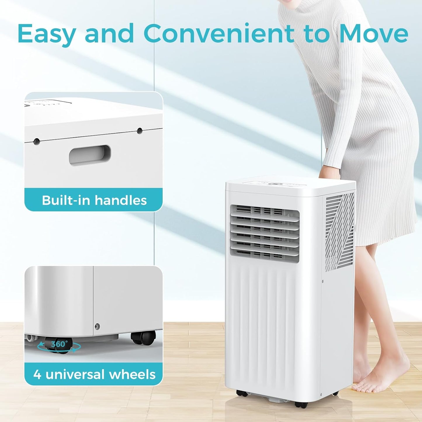 Portable Air Conditioners, 10000 BTU Portable AC Unit with Dehumidifier & Fan, 24H On/Off Timer, Up to 450 Sq.Ft, Quiet Air Conditioner Portable for Room, Window Mount Kit & Remote Control