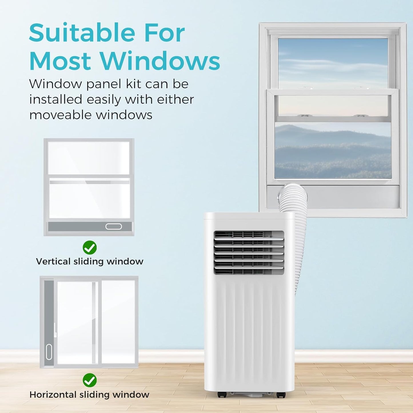 Portable Air Conditioners, 10000 BTU Portable AC Unit with Dehumidifier & Fan, 24H On/Off Timer, Up to 450 Sq.Ft, Quiet Air Conditioner Portable for Room, Window Mount Kit & Remote Control