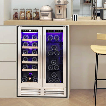 24'' Dual Zone Wine and Beverage Refrigerator Cooler with Security Locks