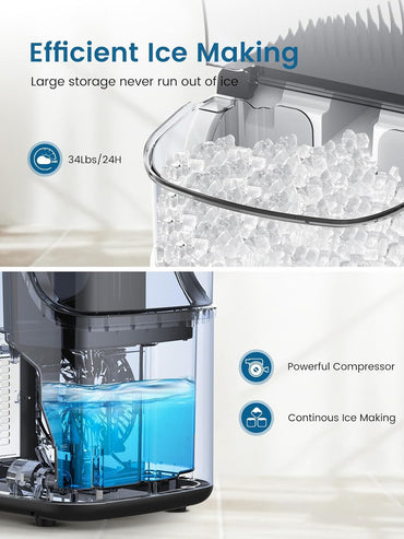 Cowsar 34lbs/24H Nugget Ice Makers Countertop