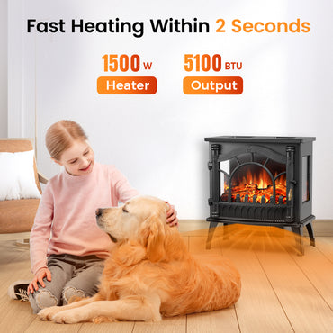 23 inch Freestanding Electric Fireplace Stove 5100 BTU