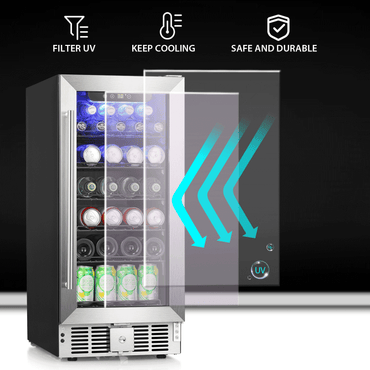 Cowsar 15inch  Wine Fridge Beverage Refrigerator 2.9 Cu.Ft. Freestanding or Under Counter Cooler Stainless Steel Beer Fridge Mini ETL Approved