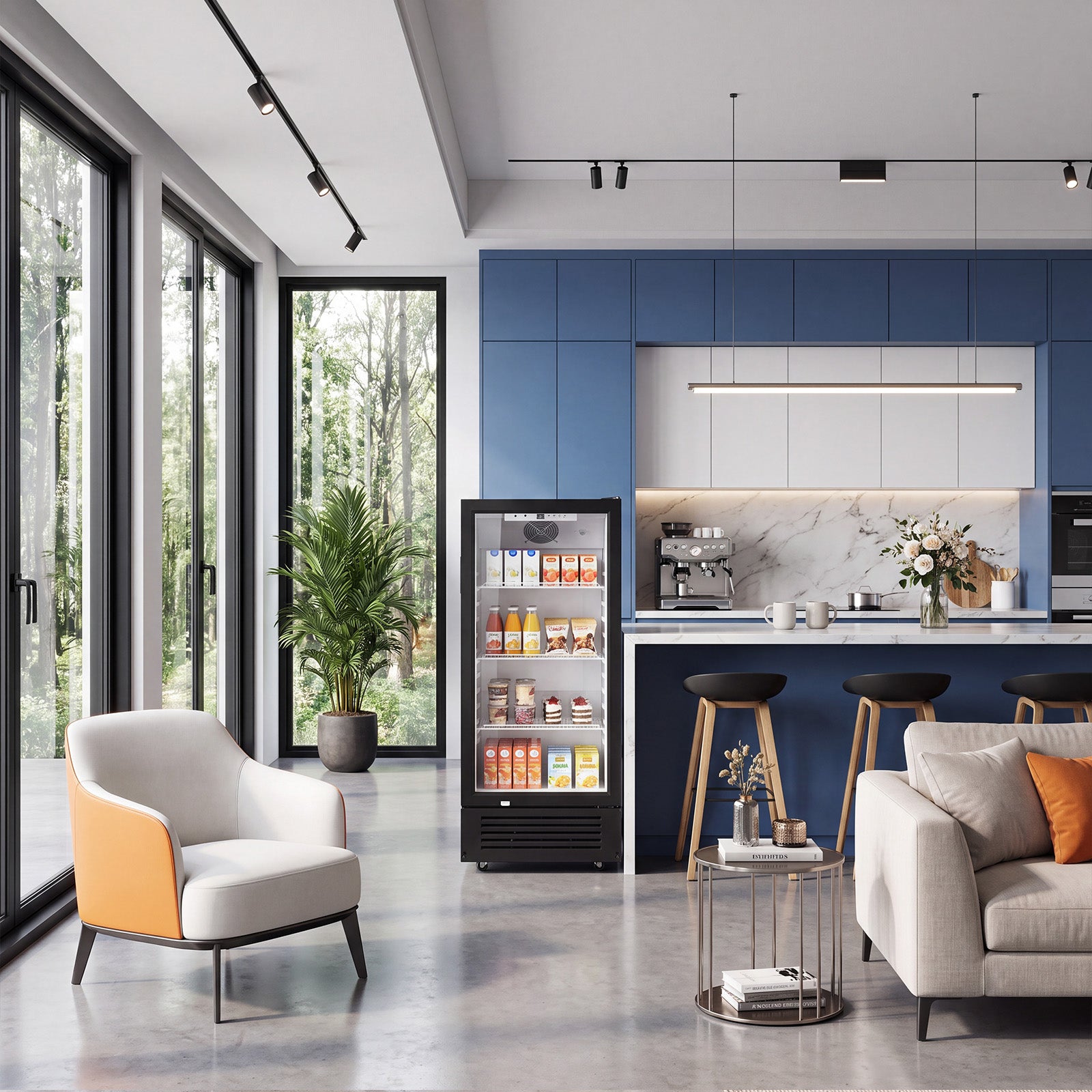 COWSAR 6 Cu. Ft. Beverage Cooler with Double-Layer Glass Door & Swivel Casters