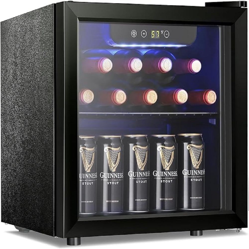 12 Bottle 48 Can Wine Cooler/Cabinet Beverage Refrigerator Mini Fridge Low Noise Clear Glass Door Counter Top Cellar for Beer Soda Bar 1.3 cu.ft Cowsar