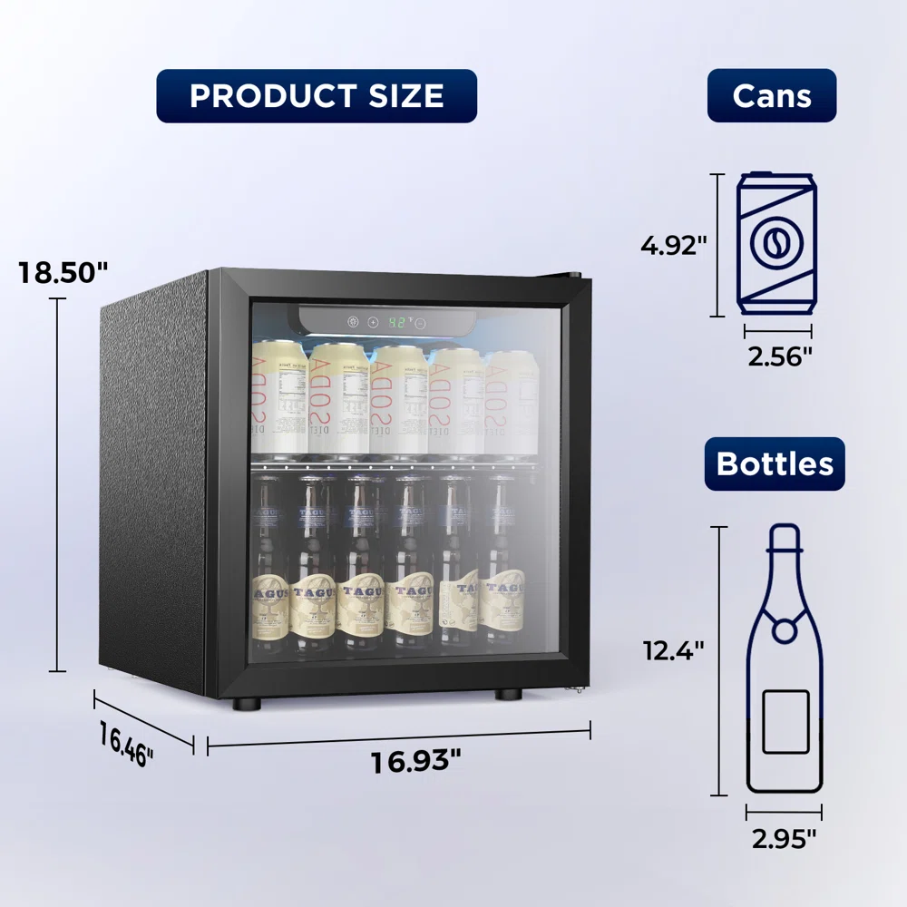 12 Bottle 48 Can Wine Cooler/Cabinet Beverage Refrigerator Mini Fridge Low Noise Clear Glass Door Counter Top Cellar for Beer Soda Bar 1.3 cu.ft Cowsar