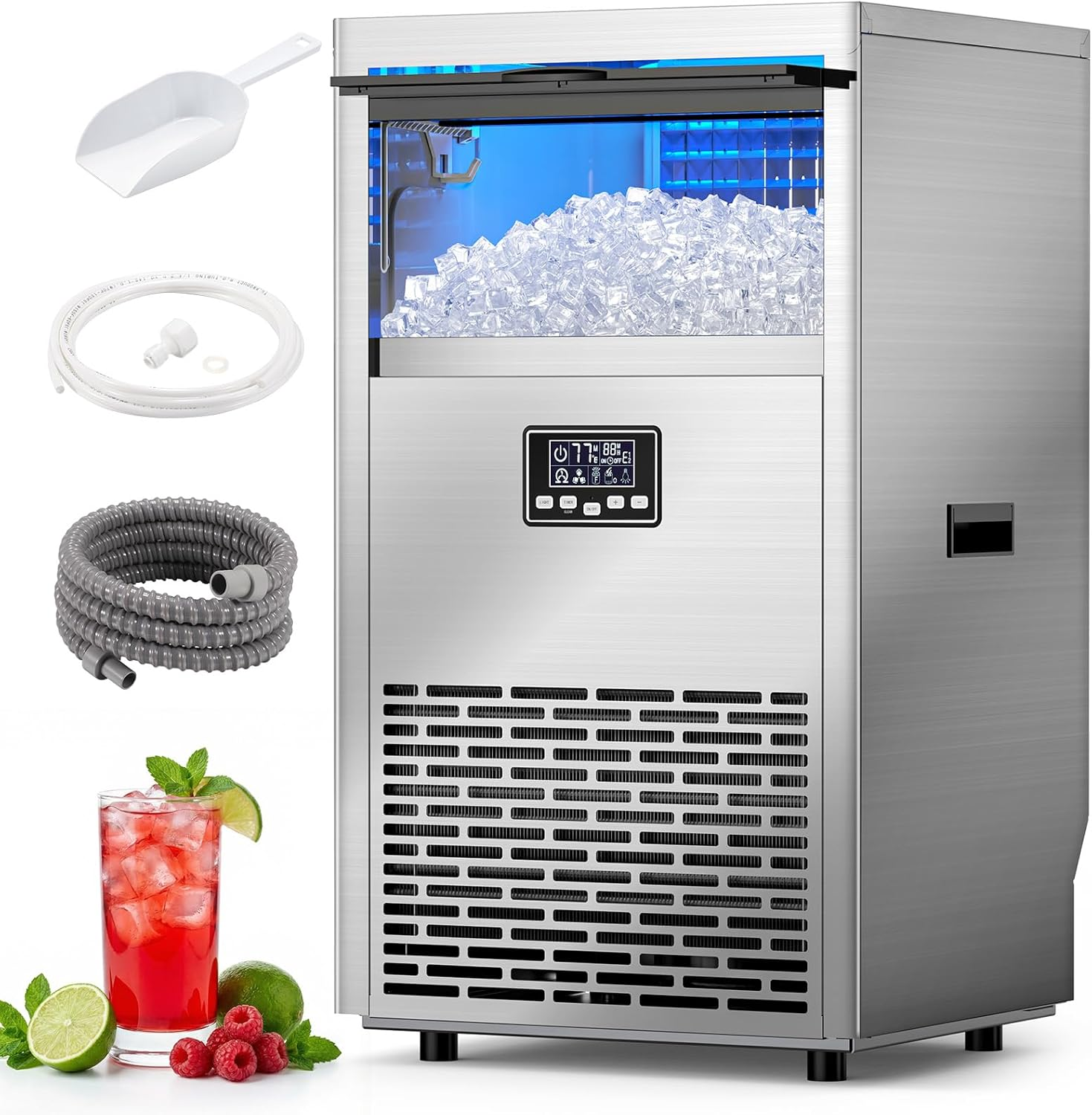 COWSAR Commercial Ice Maker Machine – 100LBS Daily Output, 29LBS Storage & Auto Self-Cleaning