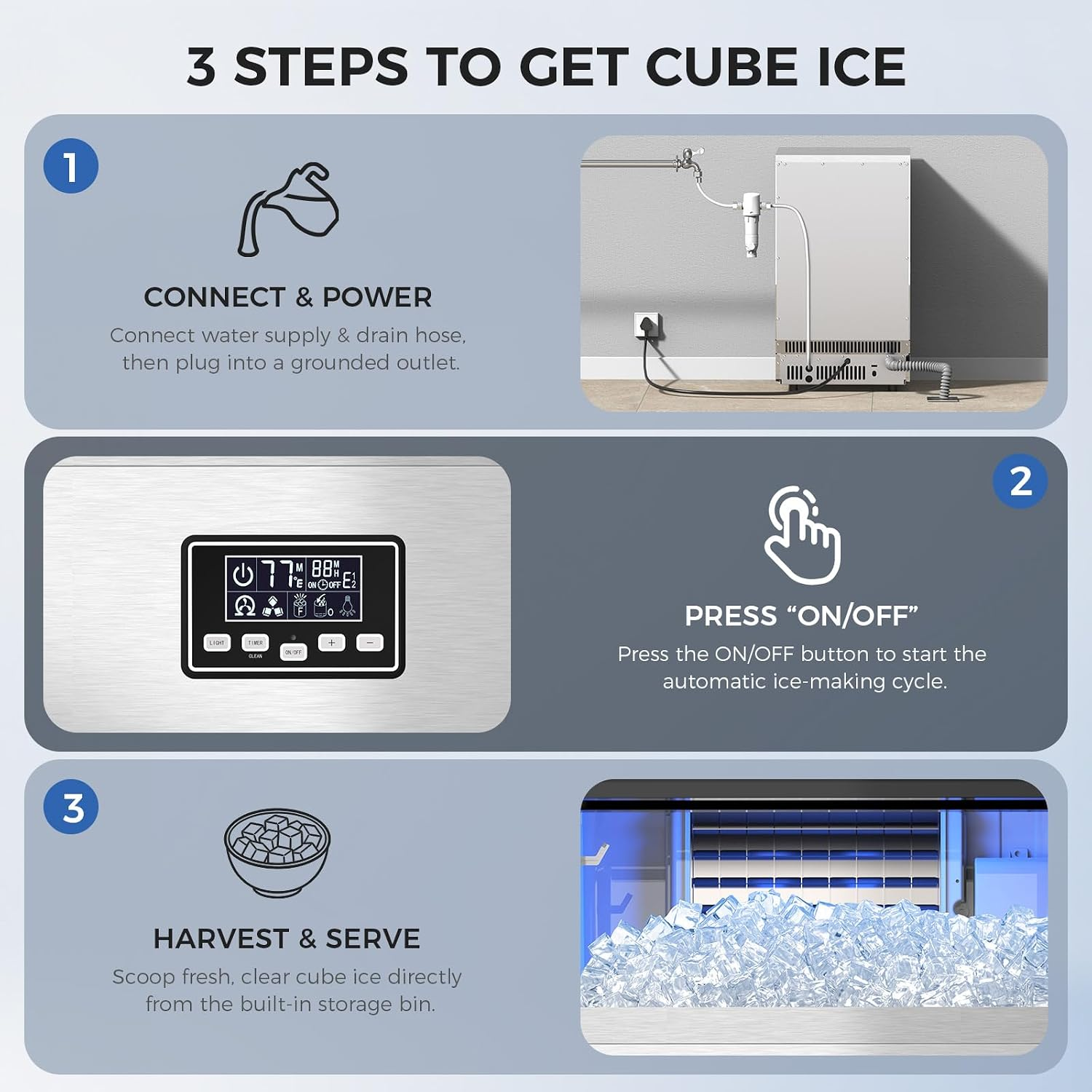 COWSAR Commercial Ice Maker Machine – 100LBS Daily Output, 29LBS Storage & Auto Self-Cleaning