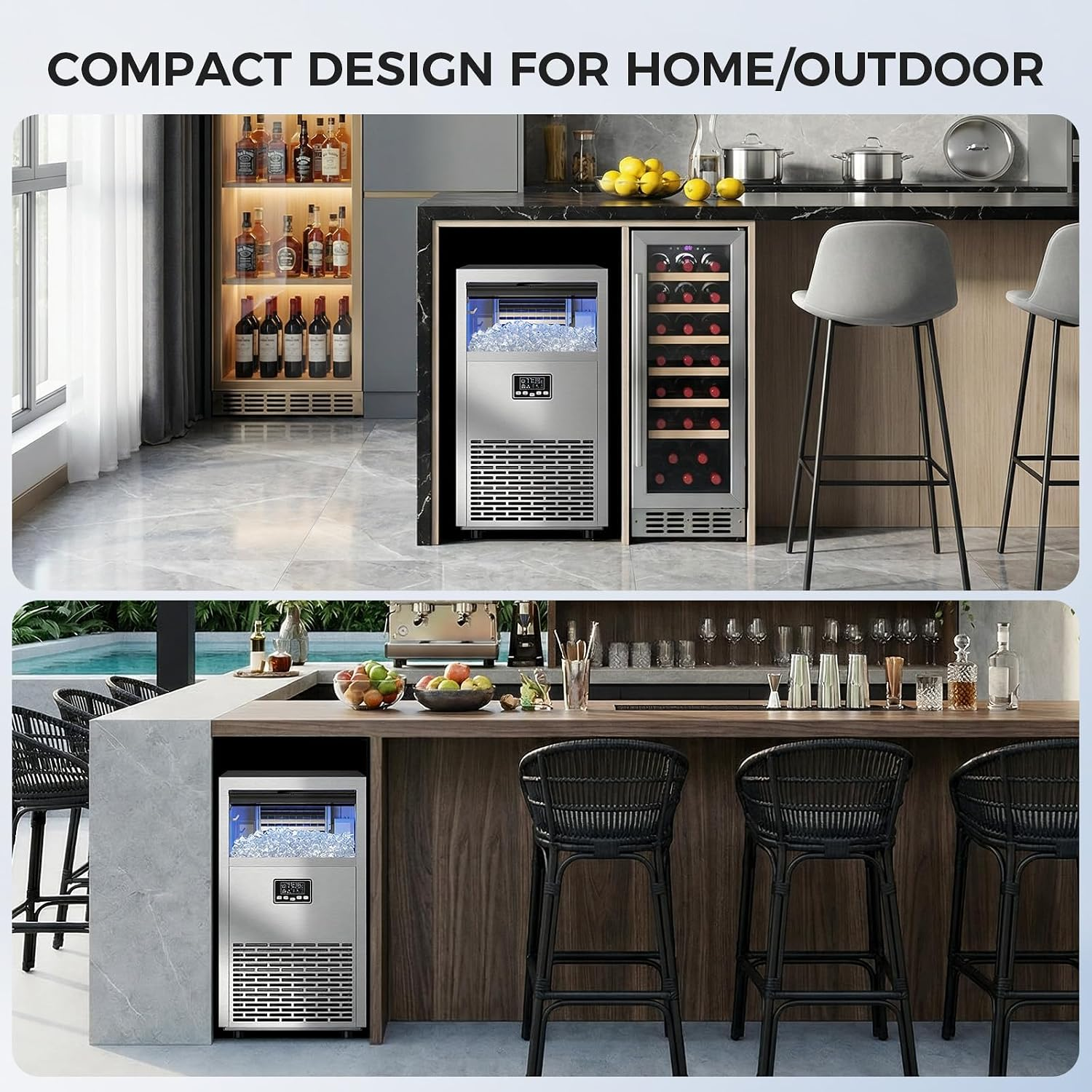 COWSAR Commercial Ice Maker Machine – 100LBS Daily Output, 29LBS Storage & Auto Self-Cleaning