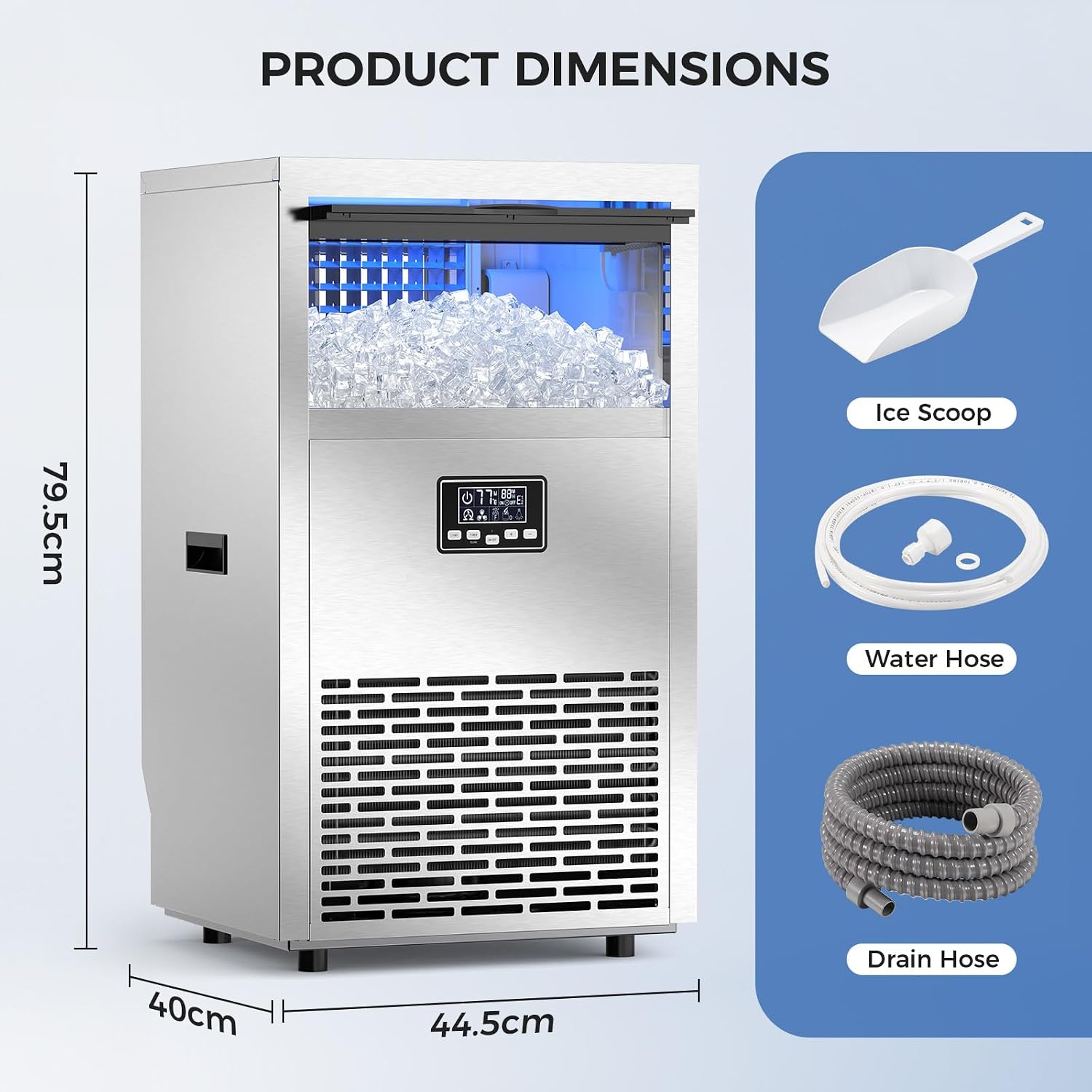COWSAR Commercial Ice Maker Machine – 100LBS Daily Output, 29LBS Storage & Auto Self-Cleaning