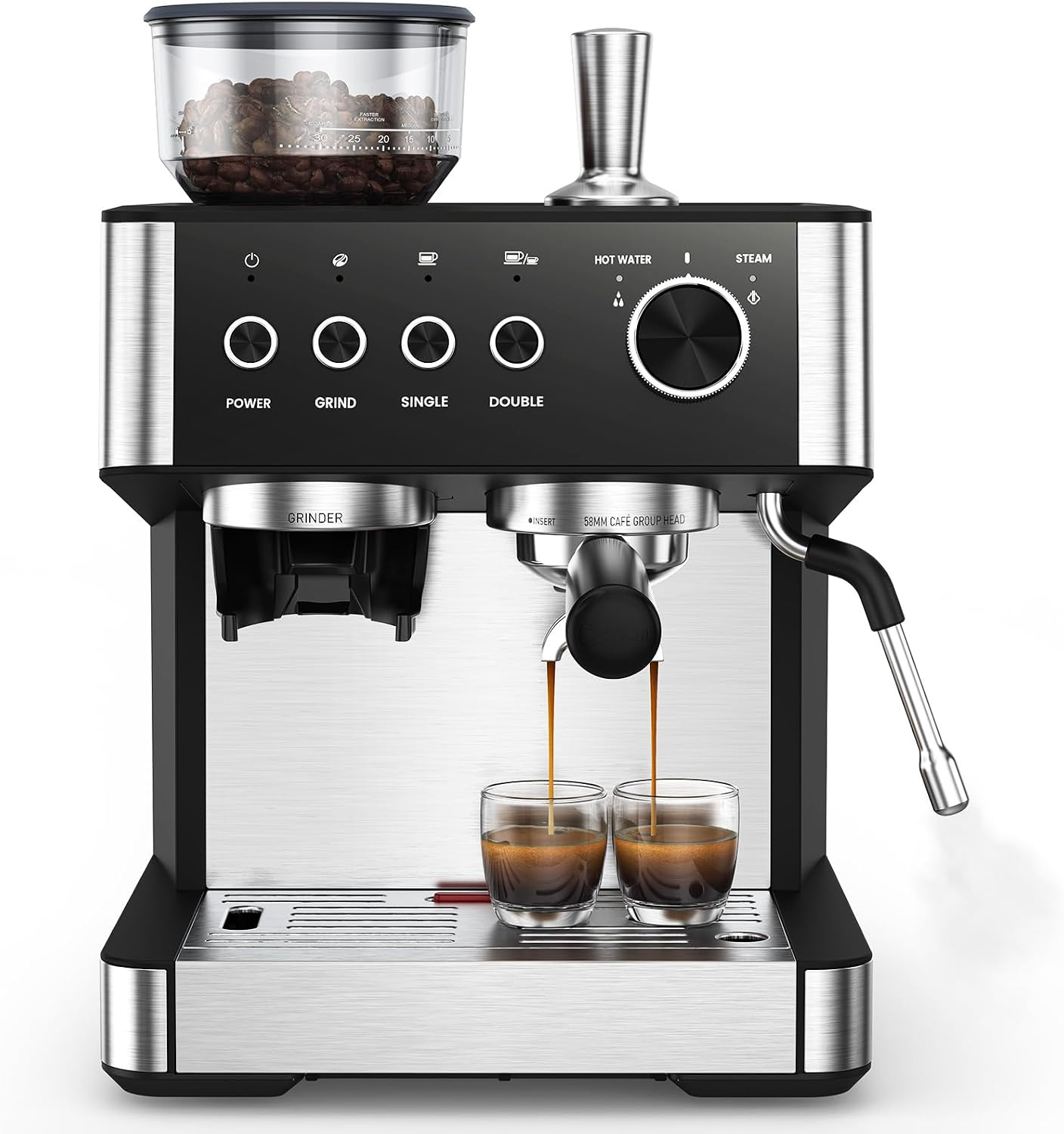 COWSAR 20-Bar Commercial Espresso Machine with Grinder