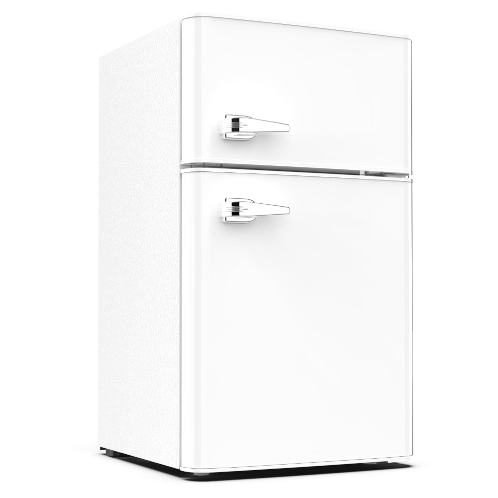 19.69 in. 3.2 cu. ft. 2-Door Retro Mini-Refrigerator in Black with Compact Freezer Low Noise Defrost Cowsar