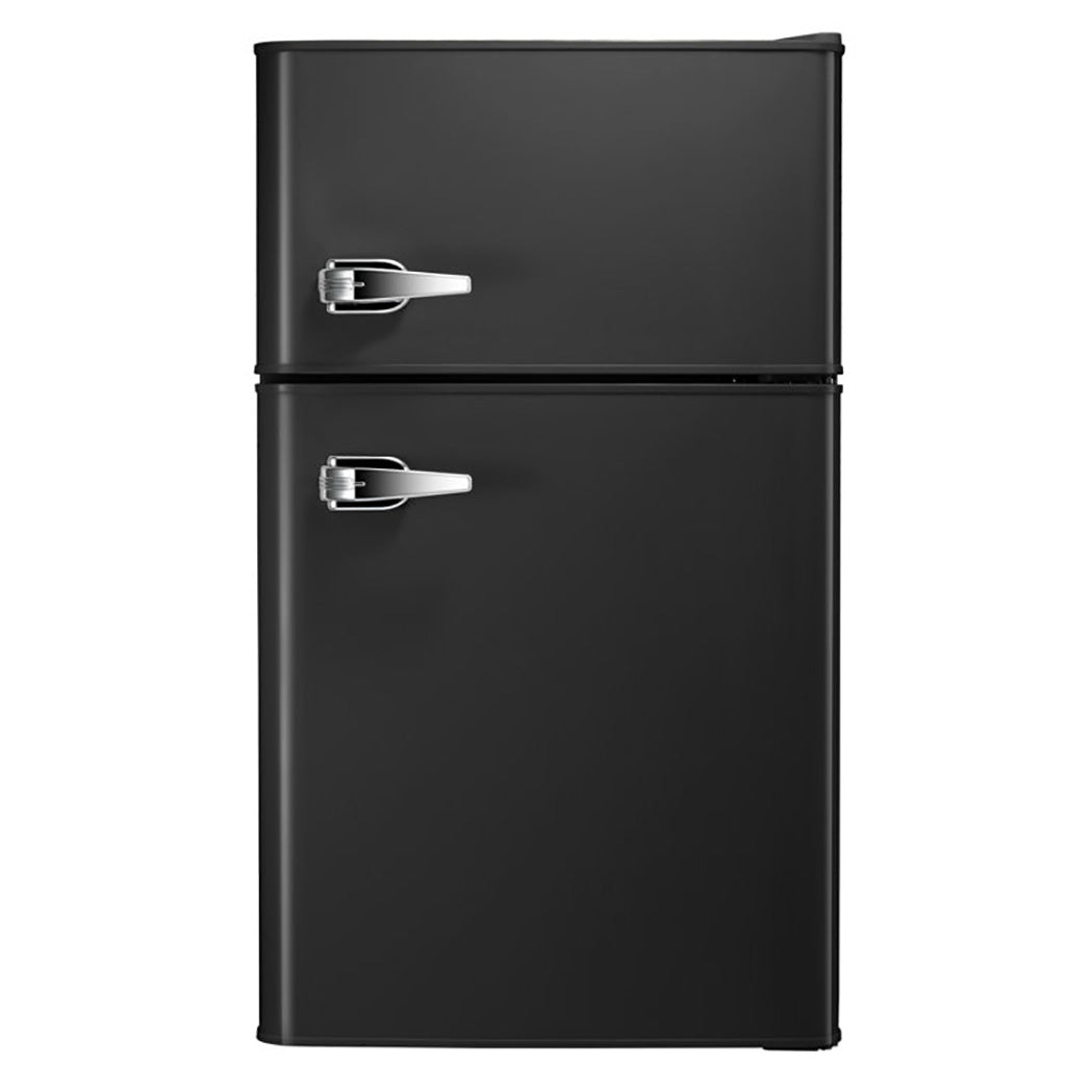 19.69 in. 3.2 cu. ft. 2-Door Retro Mini-Refrigerator in Black with Compact Freezer Low Noise Defrost Cowsar