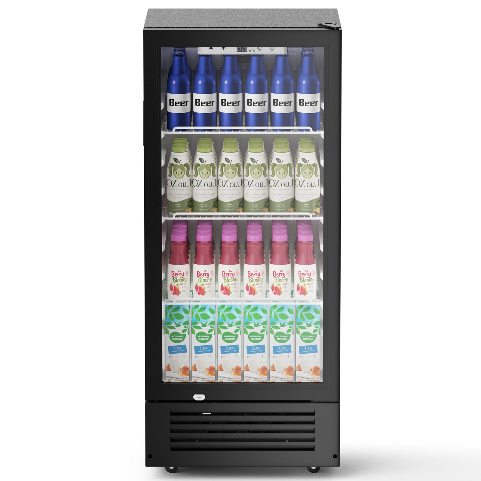 COWSAR 6 Cu. Ft. Beverage Cooler with Double-Layer Glass Door & Swivel Casters