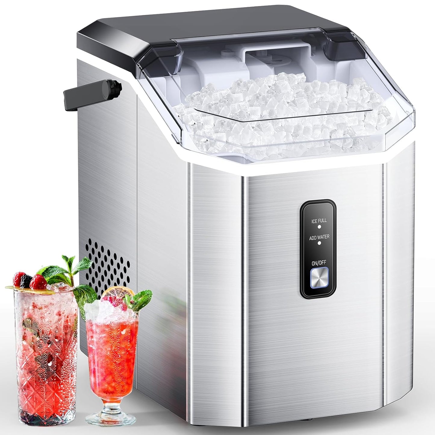 Nugget Ice Maker Countertop, Portable Ice Makers with Soft Chewable Ice, 34lbs/24H