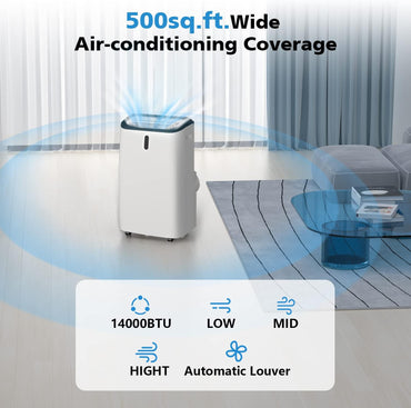 14000 BTU Portable Air Conditioner Cooling Up to 500sq.ft