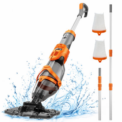 COWSAR Pool Vacuum for Above Ground Pool, New VortexForce™ Technology - 19.5 GPM/50kPa Dual-Mode Powerful Suction, 13.4" Wider Head & 70.9" Telescopic Pole, 1H Runtime,for Above/Inground Pools, Blue