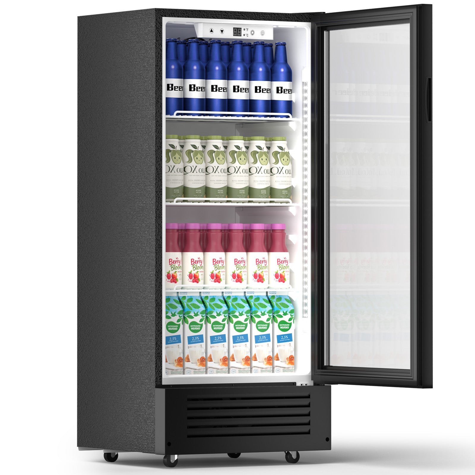 COWSAR 6 Cu. Ft. Beverage Cooler with Double-Layer Glass Door & Swivel Casters