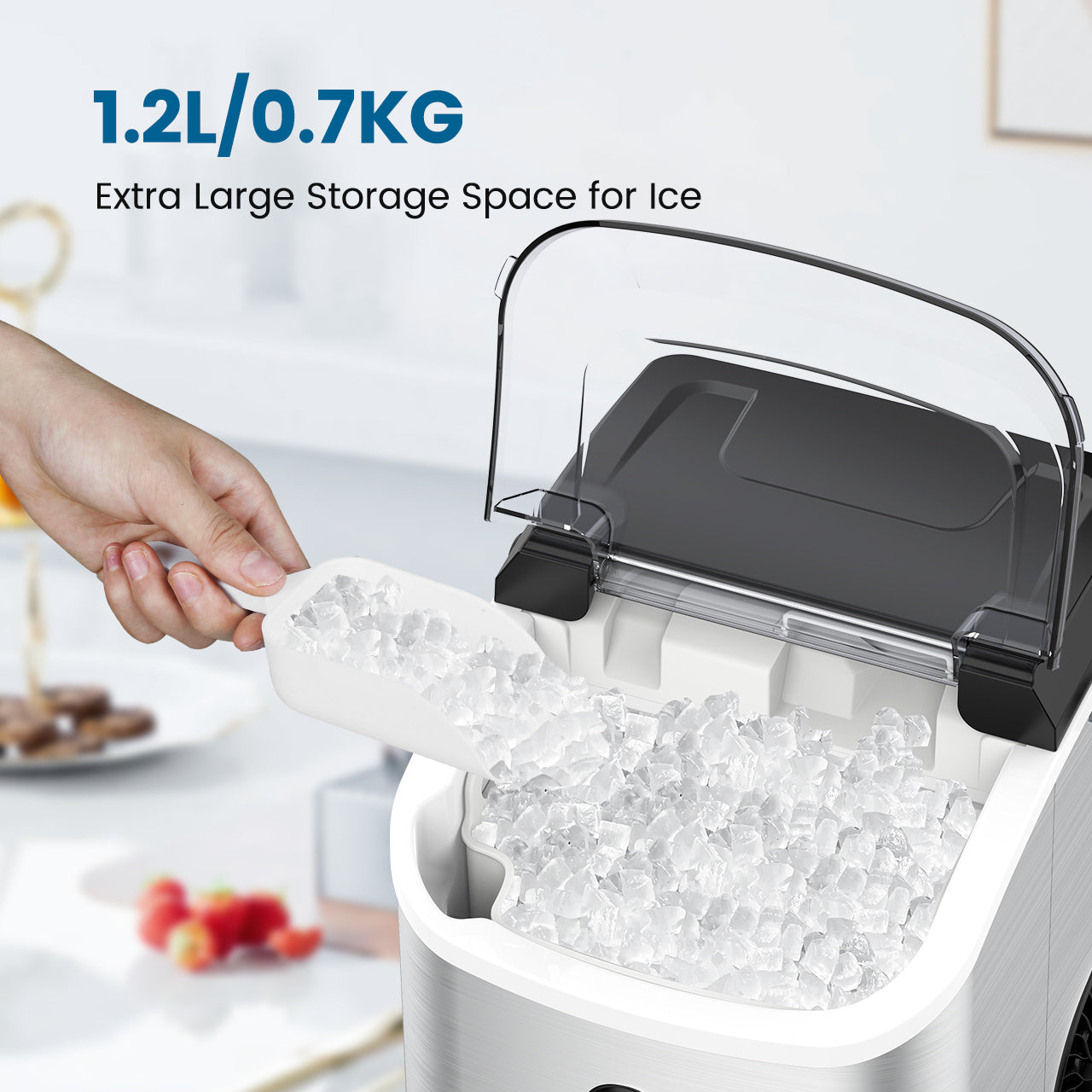 Nugget Ice Maker Countertop, Chewable Pebble Ice 34Lbs Per Day