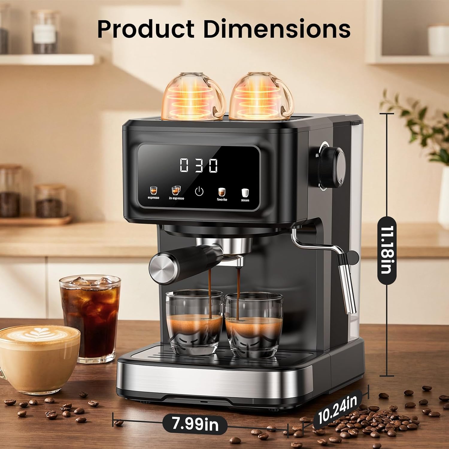 Espresso Machine 15 Bar Compact Electric Coffee Maker with Milk Frother