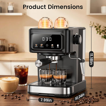 Espresso Machine 15 Bar Compact Electric Coffee Maker with Milk Frother