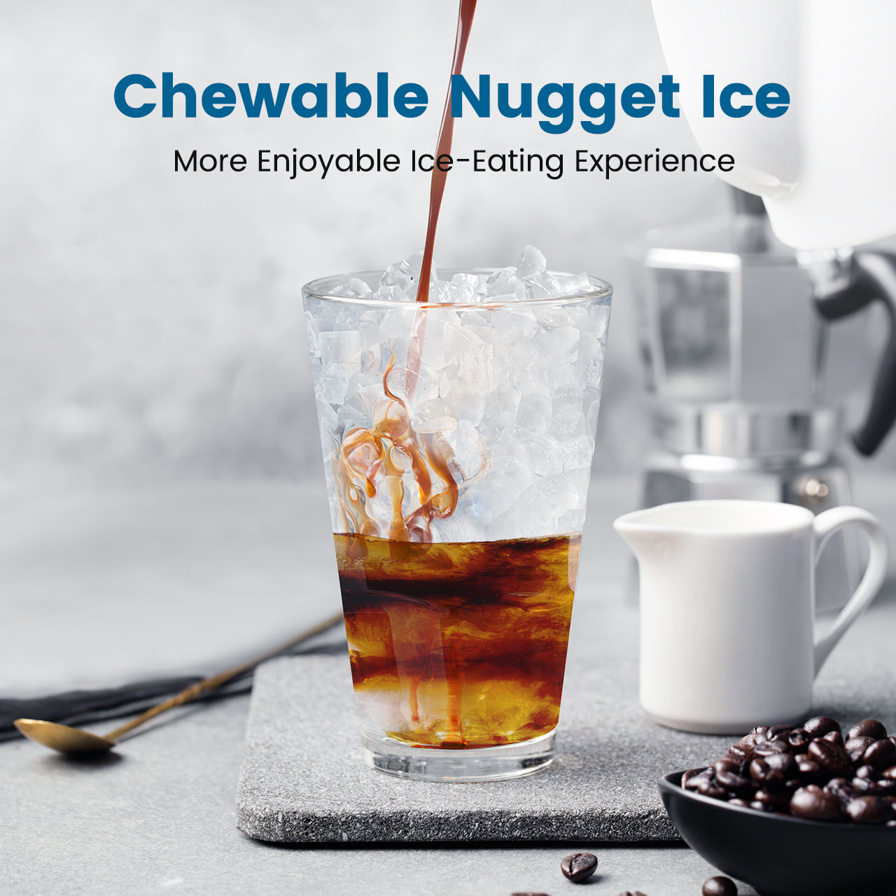 Nugget Ice Maker Countertop, Chewable Pebble Ice 34Lbs Per Day