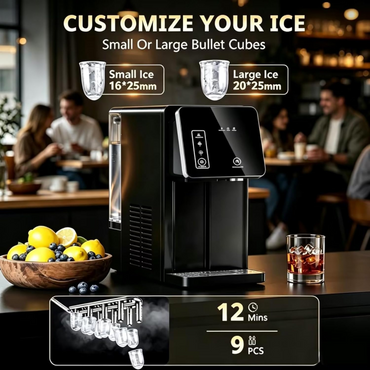 Cowsar 2-in-1 Countertop Ice Maker with Water Dispenser, 9 Ice Cubes Release in 8 Mintues