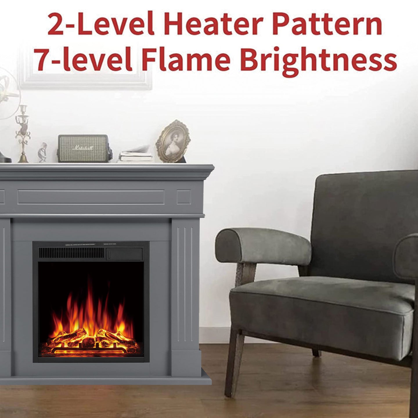 44inch Corner Electric Fireplace with Mantel Shelf Kit Cowsar