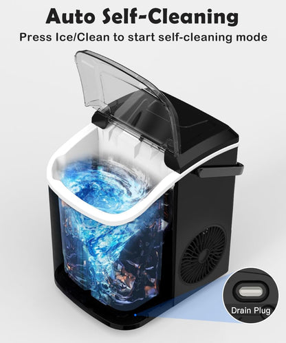 Nugget Ice Maker Countertop, Chewable Pebble Ice 34Lbs Per Day, Crunchy Pellet Ice Cubes