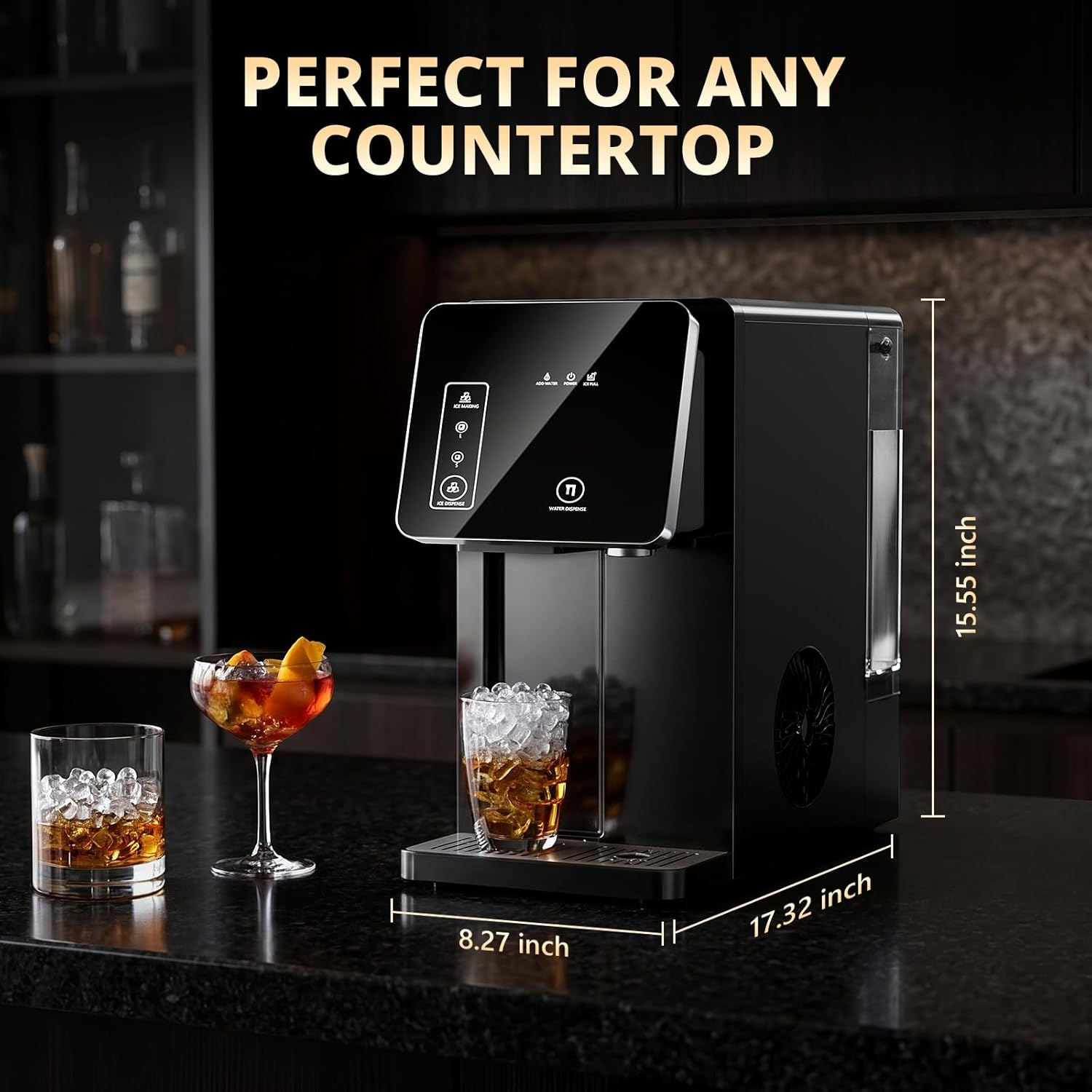 Cowsar 2-in-1 Countertop Ice Maker with Water Dispenser, 9 Ice Cubes Release in 8 Mintues