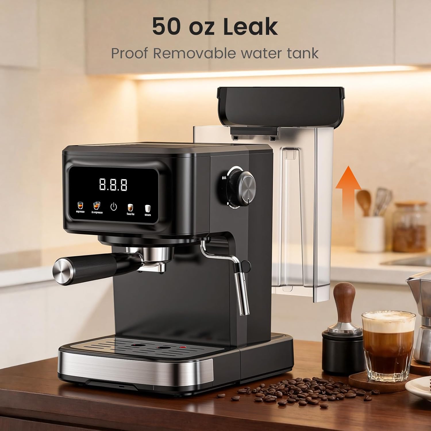 Espresso Machine 15 Bar Compact Electric Coffee Maker with Milk Frother