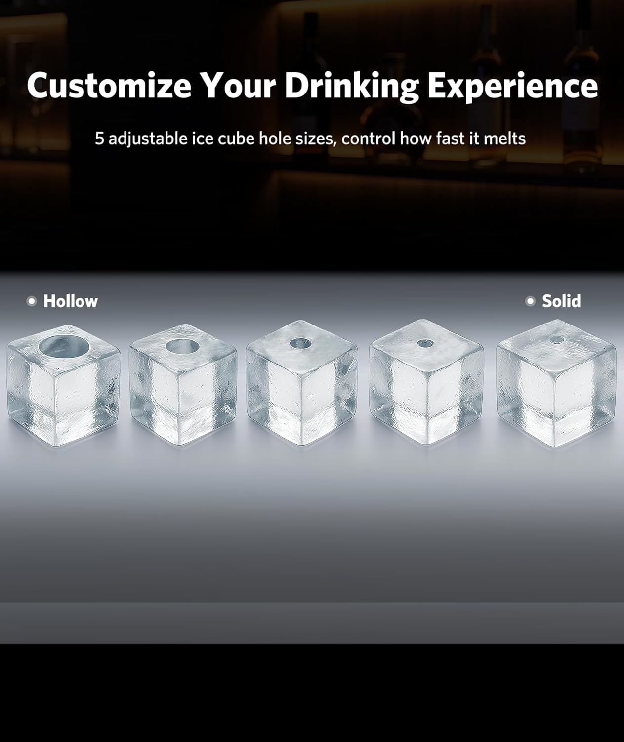 Crystal Clear Cubic Ice Makers Countertop Makes 3 Large, 1.6" Clear Ice Cubes in 15 Mins