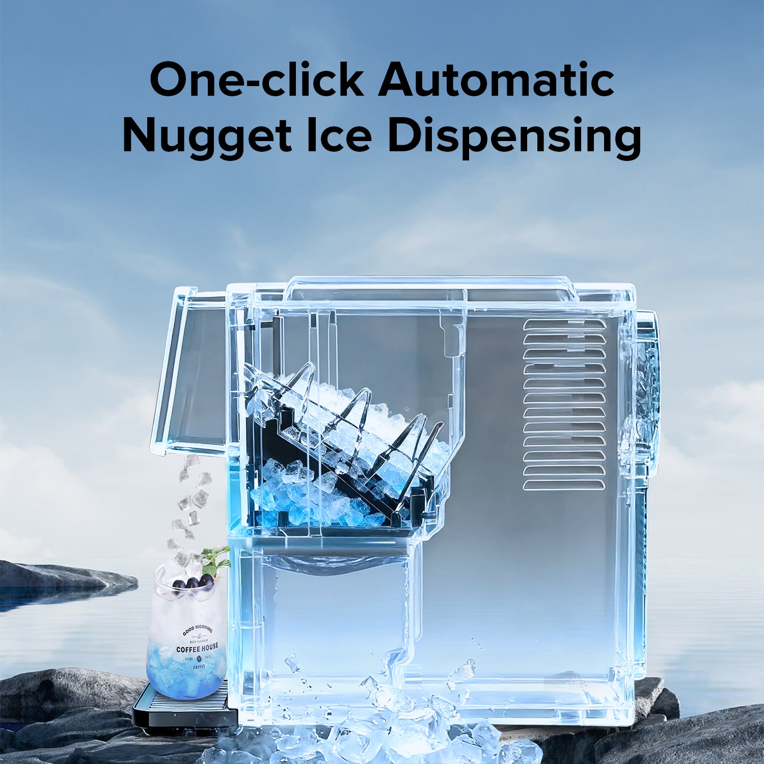 Cowsar Silent Nugget Ice Maker – 33 lbs/24H, Self-Cleaning, 1.8L Tank
