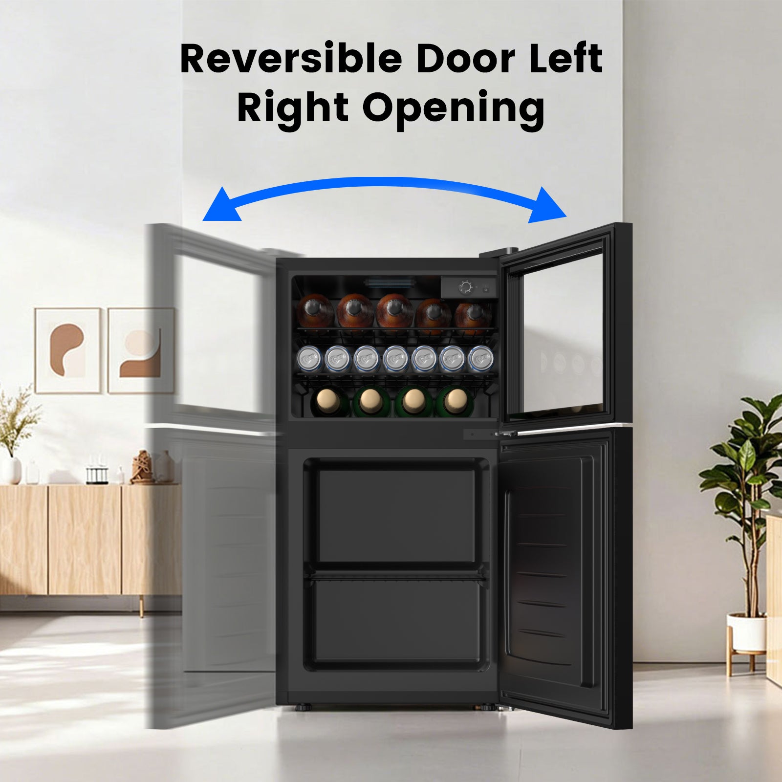 Cowsar 2.6 Cu.Ft Mini Fridge with Freezer, 2 Door Compact Refrigerator Cooler Reversible Door