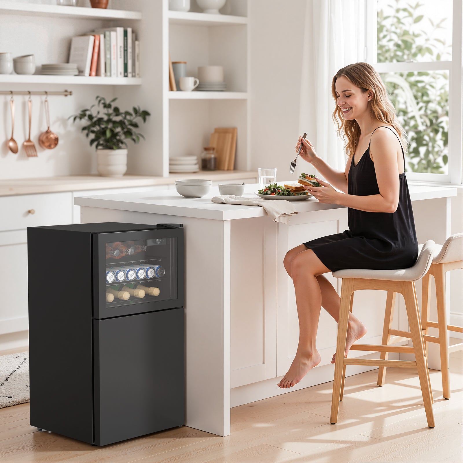 Cowsar 2.6 Cu.Ft Mini Fridge with Freezer, 2 Door Compact Refrigerator Cooler Reversible Door