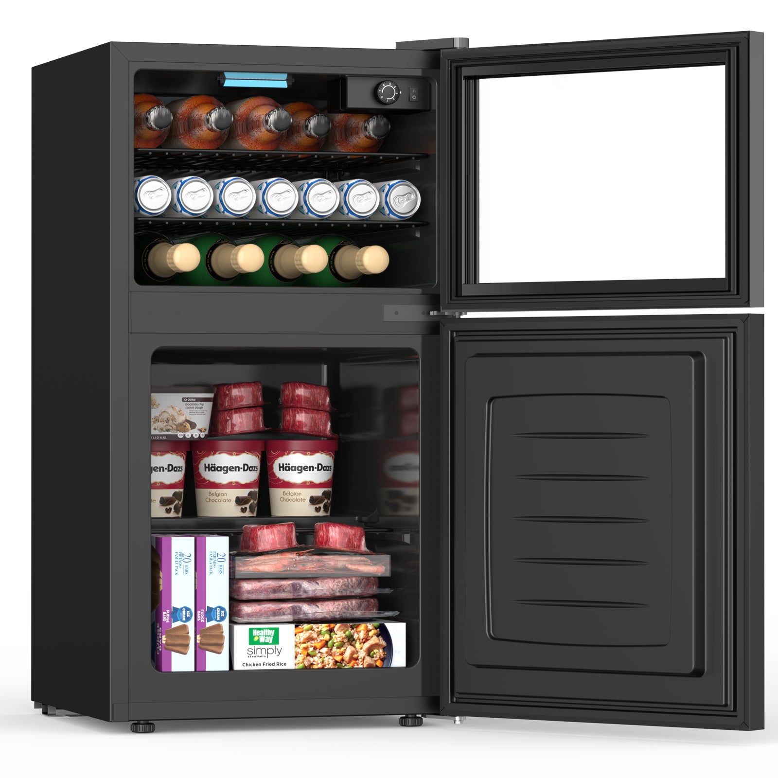Cowsar 2.6 Cu.Ft Mini Fridge with Freezer, 2 Door Compact Refrigerator Cooler Reversible Door