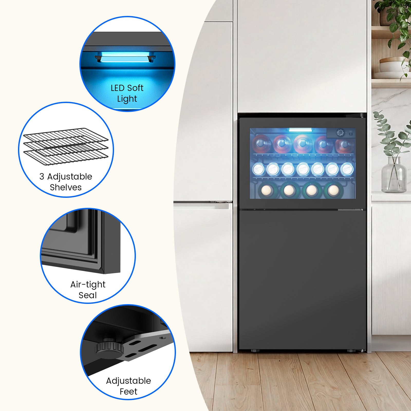 Cowsar 2.6 Cu.Ft Mini Fridge with Freezer, 2 Door Compact Refrigerator Cooler Reversible Door