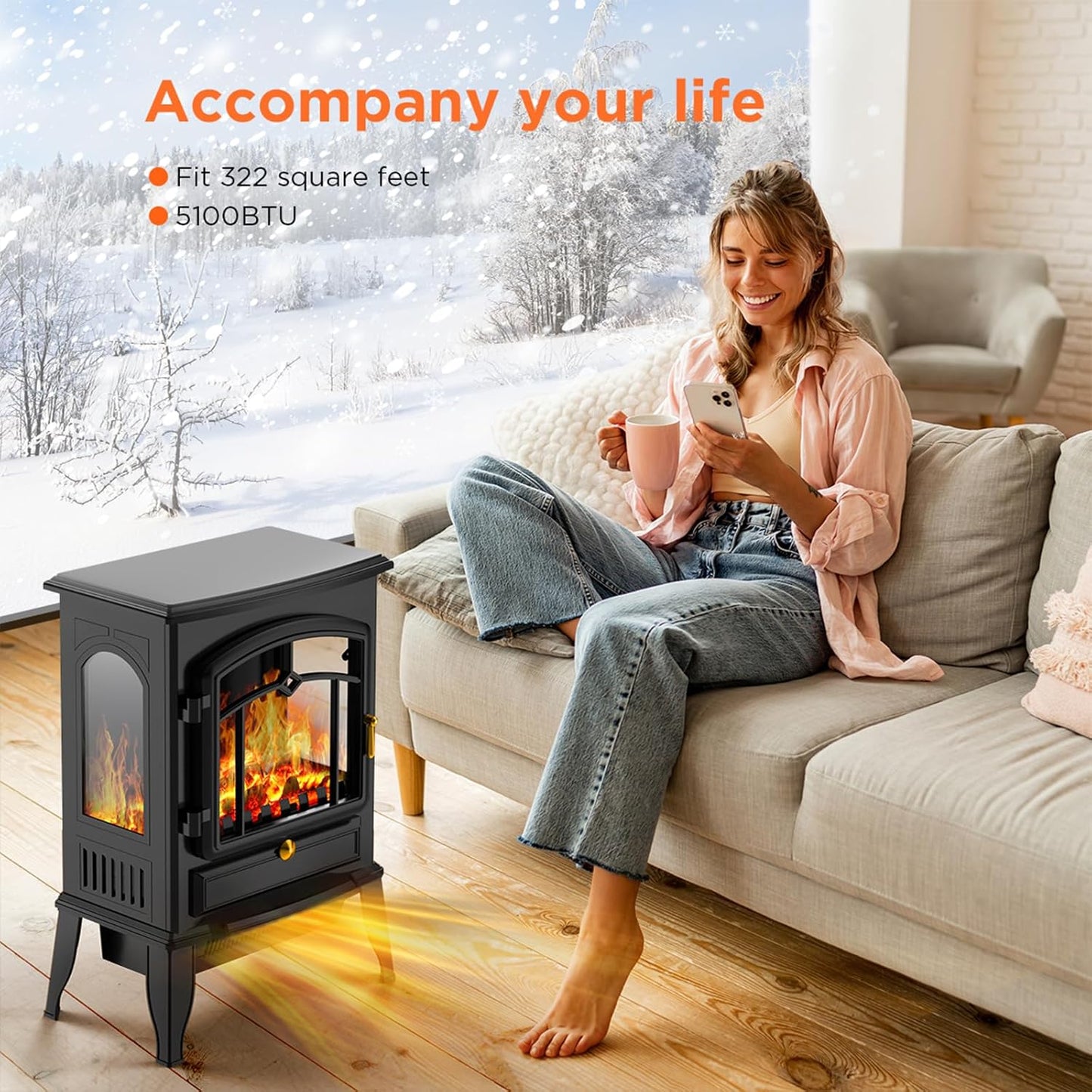 Electric Fireplace Stove 1000/1500W