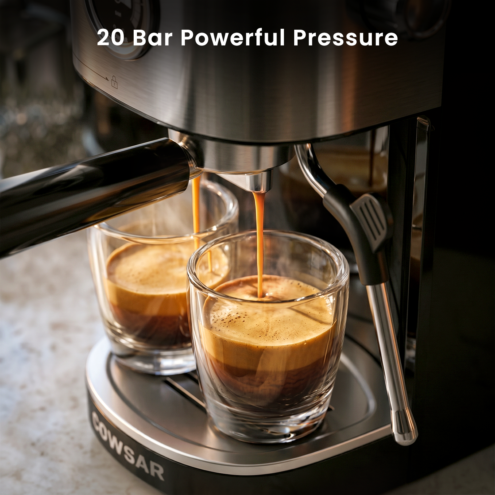 COWSAR 20 Bar Espresso Machine with Fast Heating System, Brew Ready in 5s, 3s Instant Steam