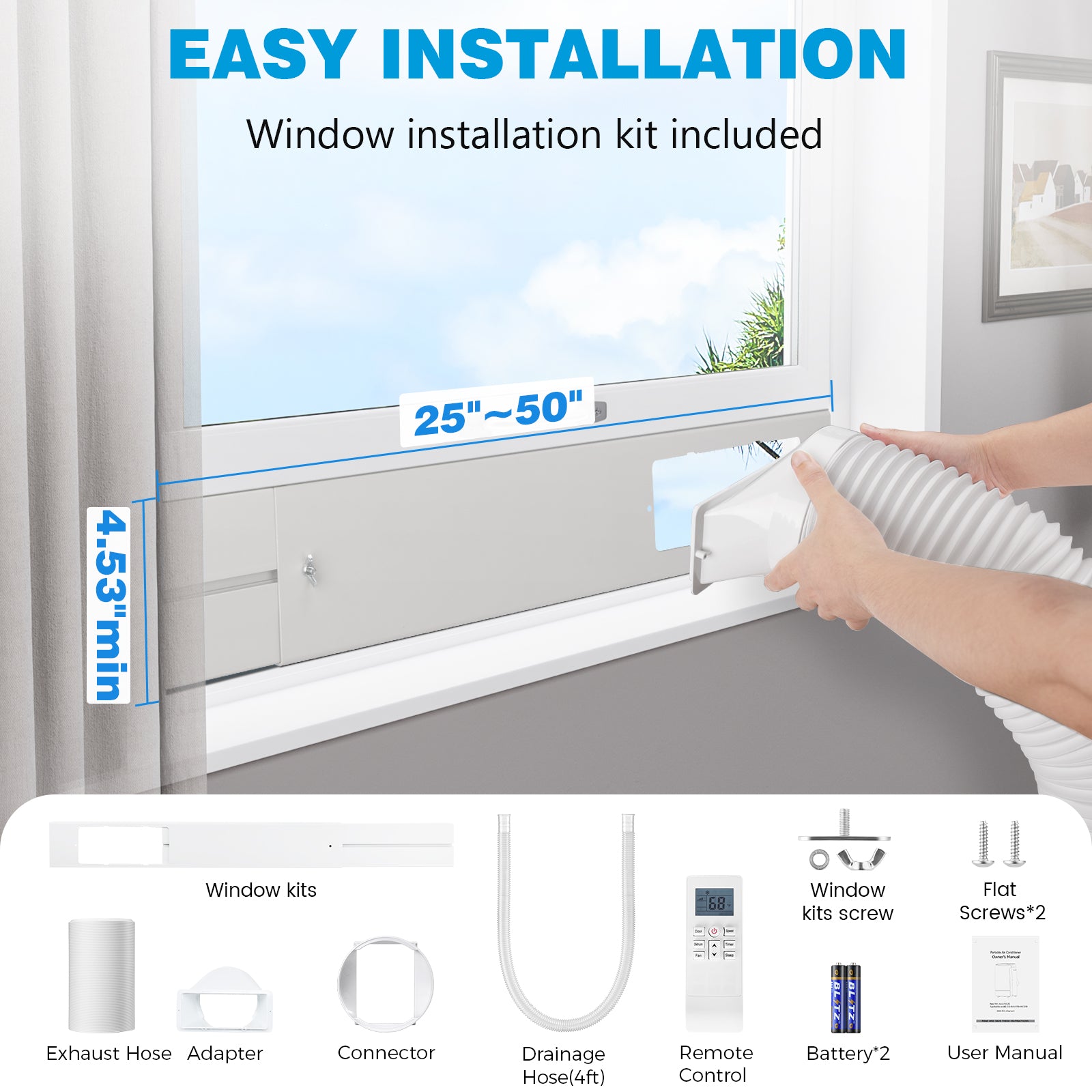 COWSAR 8000-10000 BTU Portable Air Conditioner – Quiet AC Unit with Remote Control, LED Display & 24H Timer