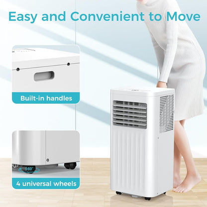Portable Air Conditioners, 10000 BTU Portable AC Unit with Dehumidifier & Fan, 24H On/Off Timer, Up to 450 Sq.Ft, Quiet Air Conditioner Portable for Room, Window Mount Kit & Remote Control