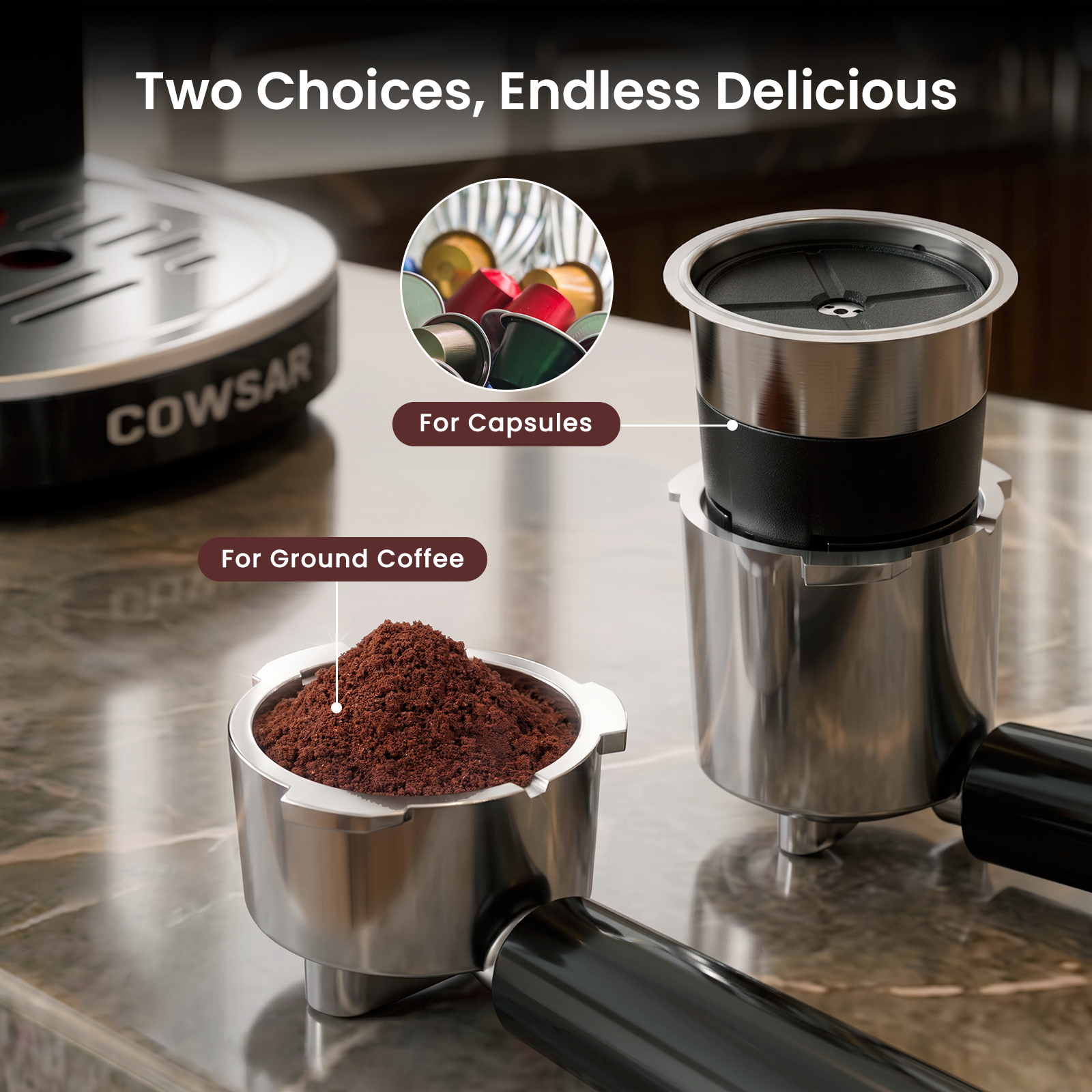 COWSAR 20 Bar Espresso Machine with Fast Heating System, Brew Ready in 5s, 3s Instant Steam