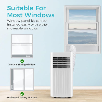 Portable Air Conditioners, 10000 BTU Portable AC Unit with Dehumidifier & Fan, 24H On/Off Timer, Up to 450 Sq.Ft, Quiet Air Conditioner Portable for Room, Window Mount Kit & Remote Control