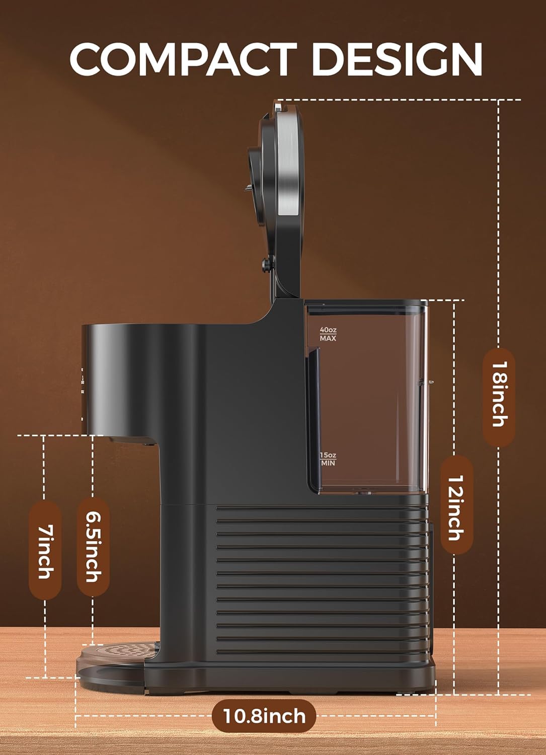 Single Serve Coffee Maker 5 Brew Sizes