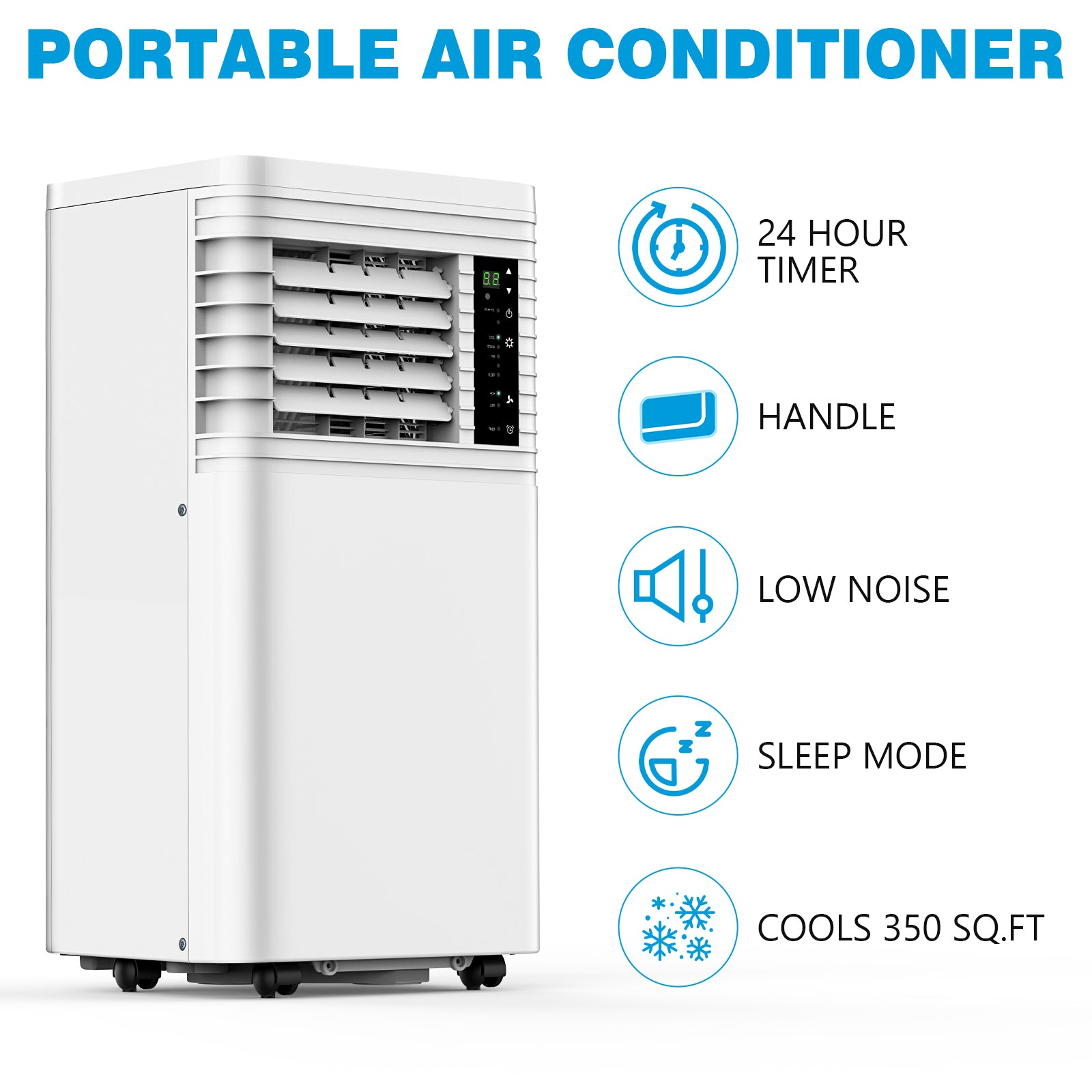 COWSAR 8000-10000 BTU Portable Air Conditioner – Quiet AC Unit with Remote Control, LED Display & 24H Timer