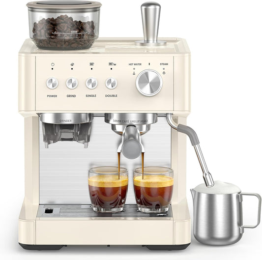 Cowsar 15-Bar Commercial Espresso Machine with Grinder