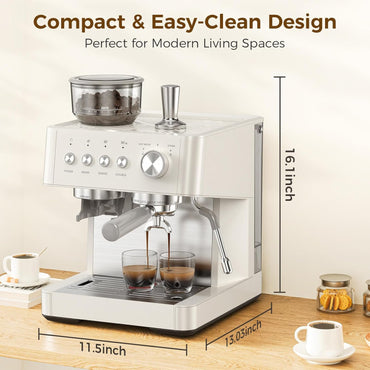 Cowsar 15-Bar Commercial Espresso Machine with Grinder