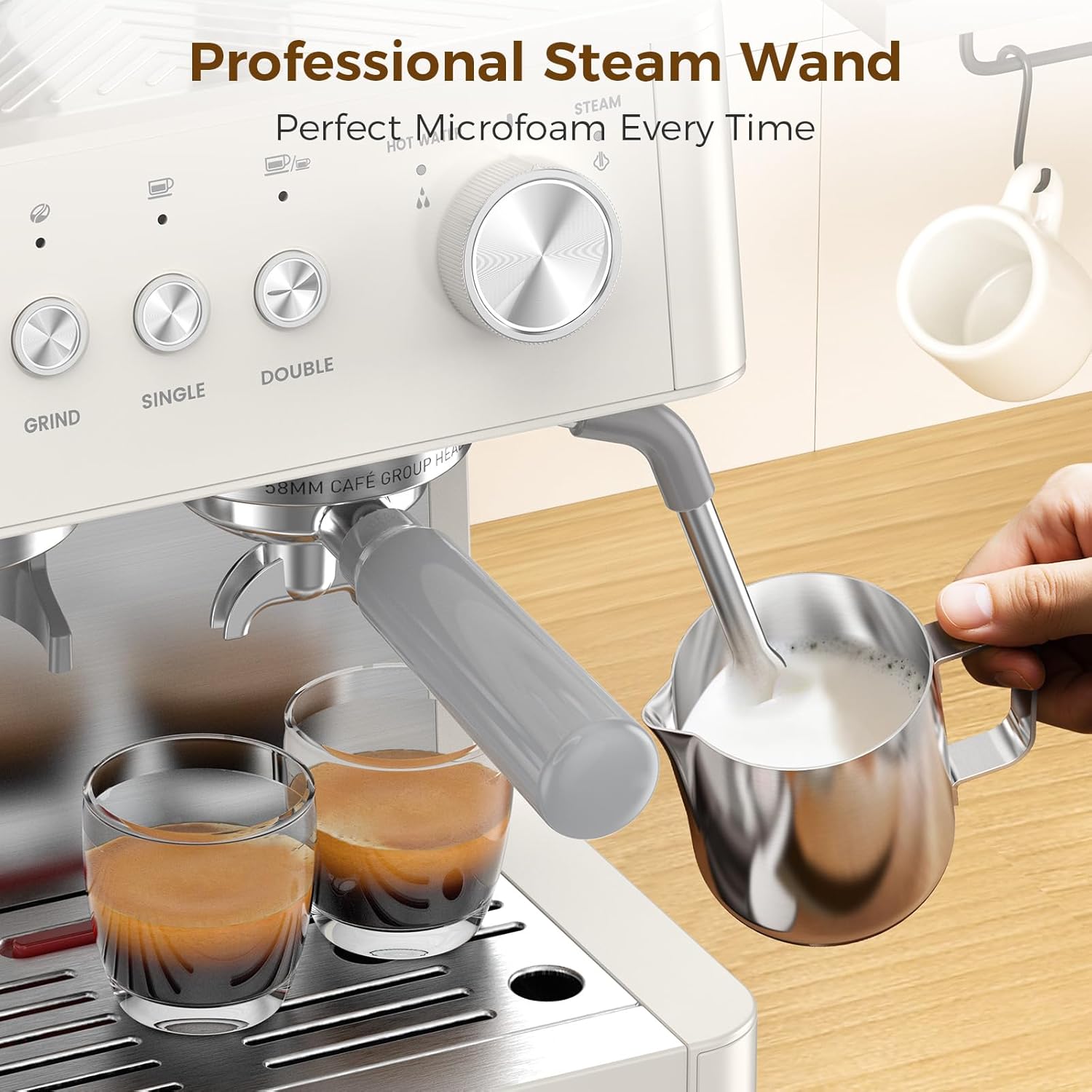 Cowsar 15-Bar Commercial Espresso Machine with Grinder