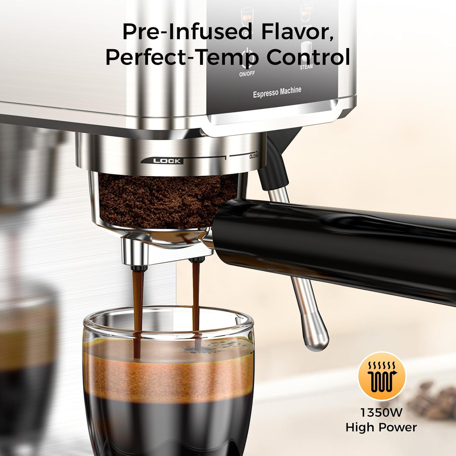 COWSAR Espresso Maker – 20-Bar Pressure, LED Display & Steam Wand