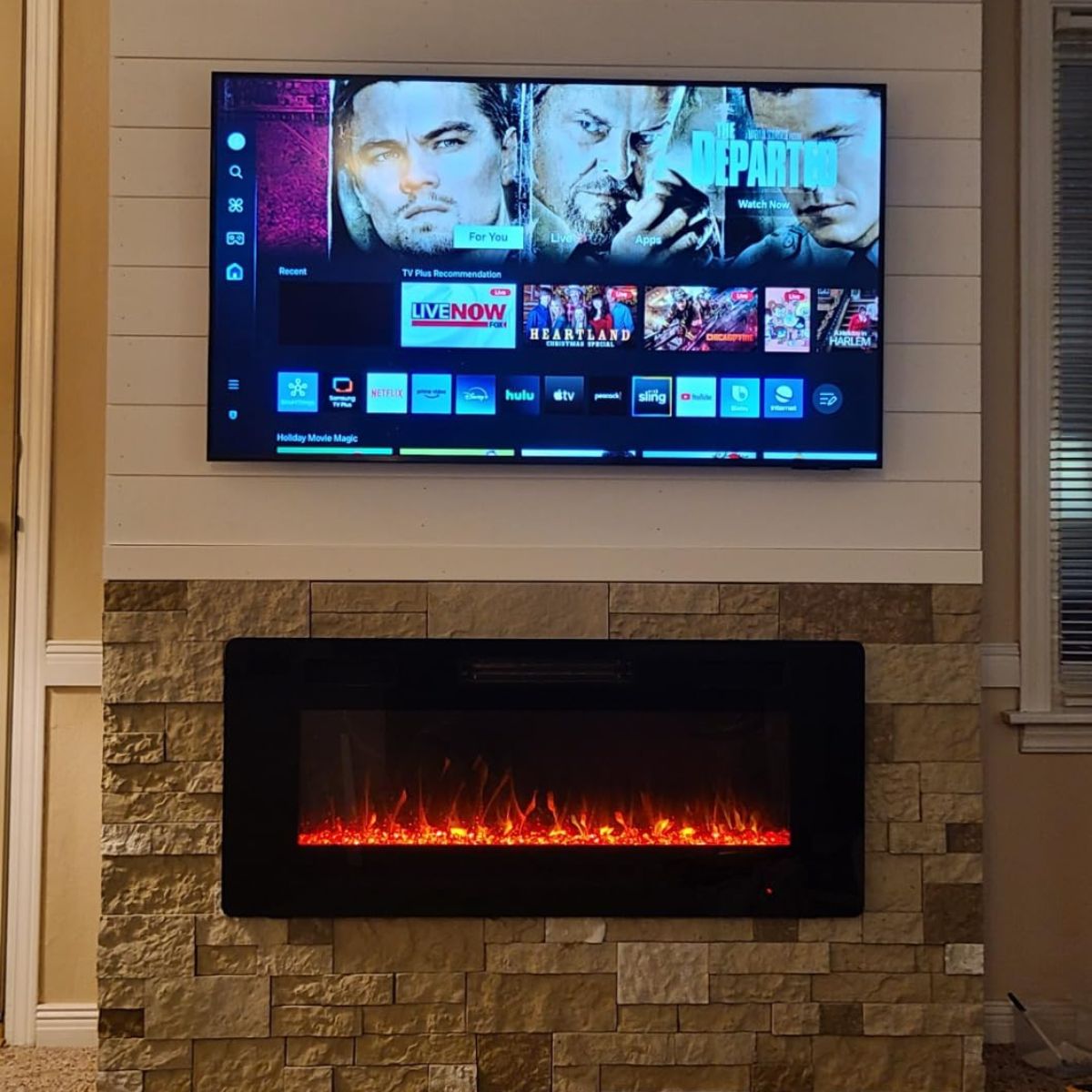 Linear Electric Fireplace Insert - Wall Mounted or Recessed